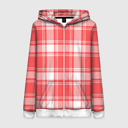 Толстовка на молнии женская Checked red white, цвет: 3D-белый
