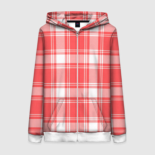 Женская толстовка на молнии Checked red white / 3D-Белый – фото 1