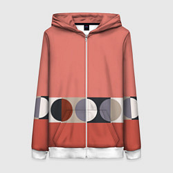 Толстовка на молнии женская Луна Малевича розовый томат, цвет: 3D-белый