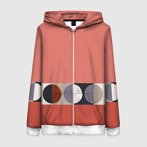 Женская толстовка на молнии Луна Малевича розовый томат / 3D-Белый – фото 1