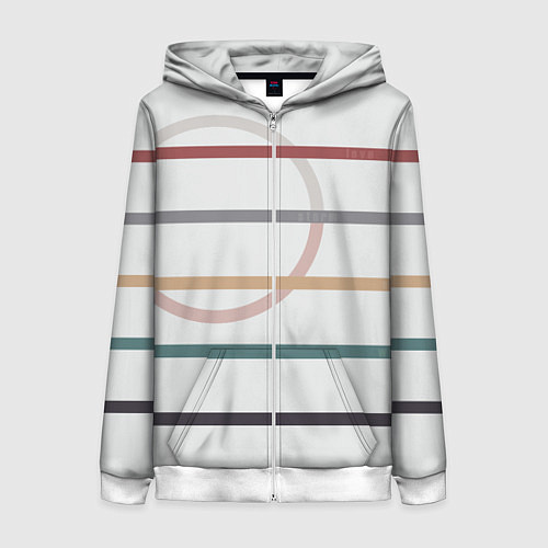 Женская толстовка на молнии Stripes and circle / 3D-Белый – фото 1