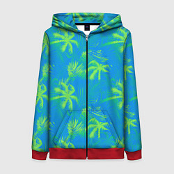 Женская толстовка на молнии Palm light green light blue