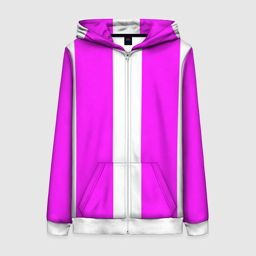 Женская толстовка на молнии Color white pink line / 3D-Белый – фото 1