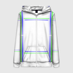 Женская толстовка на молнии Neon white green light blue