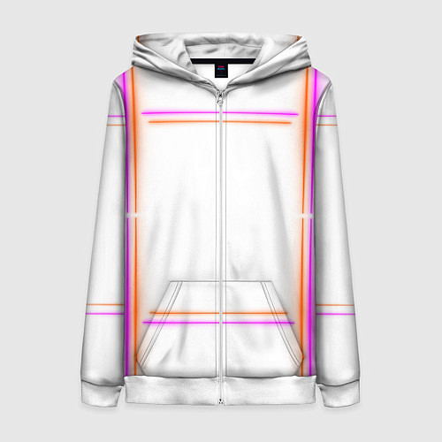 Женская толстовка на молнии Neon white orange pink / 3D-Белый – фото 1