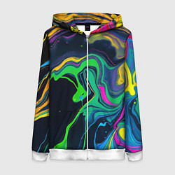 Женская толстовка на молнии Разводы и переливы разноцветной краски