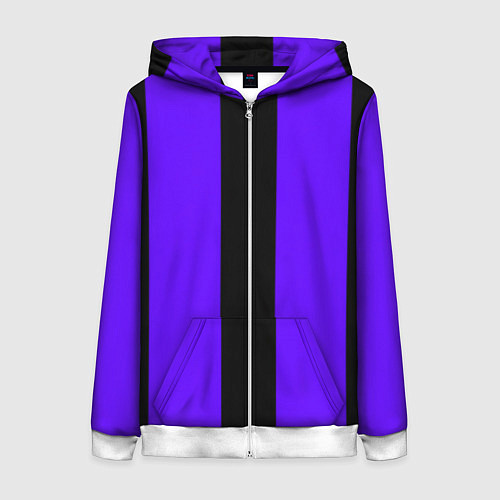Женская толстовка на молнии Color purple black stripes / 3D-Белый – фото 1