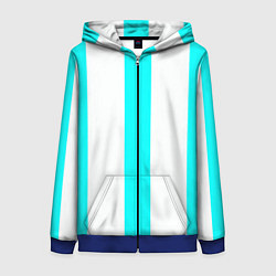 Женская толстовка на молнии Color light blue white lines