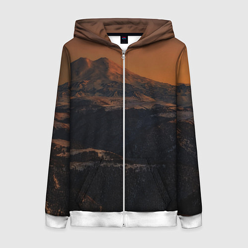 Женская толстовка на молнии Эльбрус / 3D-Белый – фото 1