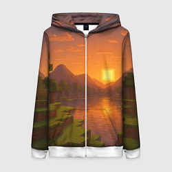 Толстовка на молнии женская Закат - Minecraft, цвет: 3D-белый