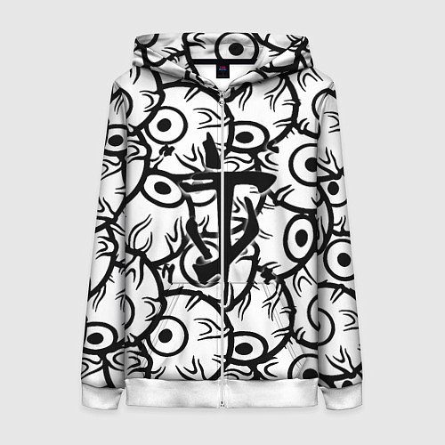 Женская толстовка на молнии Doom глаза монстра / 3D-Белый – фото 1