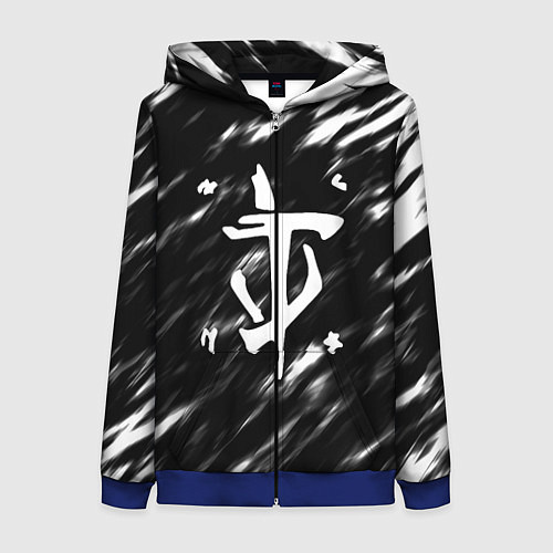 Женская толстовка на молнии Doom штрихи красок / 3D-Синий – фото 1