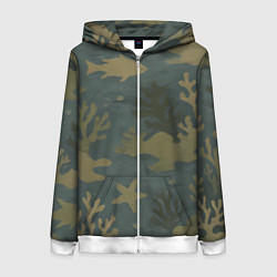 Женская толстовка на молнии Подводный камуфляж из рыб