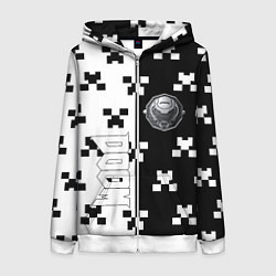 Толстовка на молнии женская Doom x minecraft pattern, цвет: 3D-белый