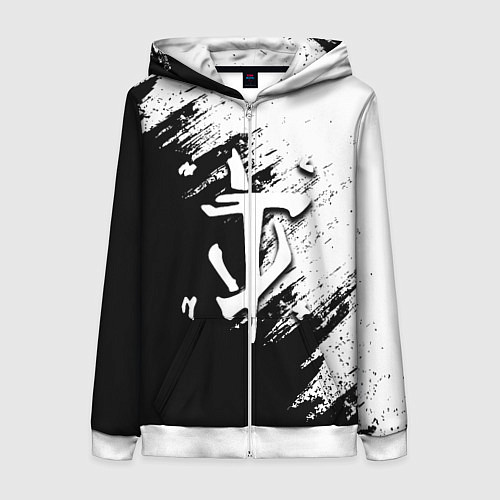 Женская толстовка на молнии Doom штрихи красок черные / 3D-Белый – фото 1