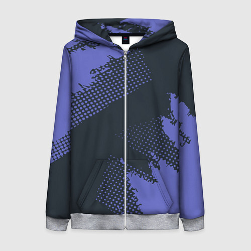 Женская толстовка на молнии Абстрактная текстура в синем / 3D-Меланж – фото 1