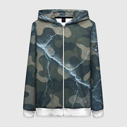 Толстовка на молнии женская Ледяной камуфляж, цвет: 3D-белый