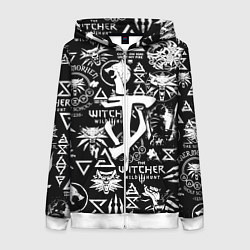Толстовка на молнии женская Doom логотипы ведьмак, цвет: 3D-белый