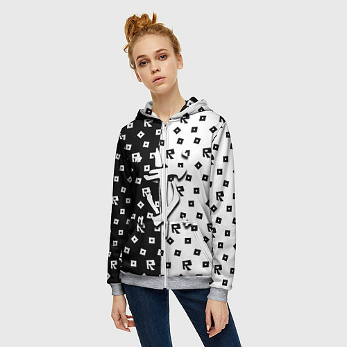 Женская толстовка на молнии Doom x roblox pattern / 3D-Меланж – фото 3