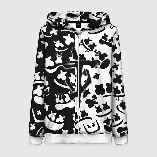 Женская толстовка на молнии Doom x Marshmello pattern / 3D-Белый – фото 1