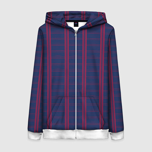 Женская толстовка на молнии Color blue cage pink stripes / 3D-Белый – фото 1