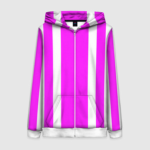 Женская толстовка на молнии Color white pink stripes / 3D-Белый – фото 1