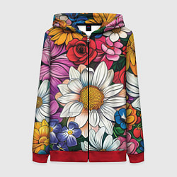 Женская толстовка на молнии Крупные цветы