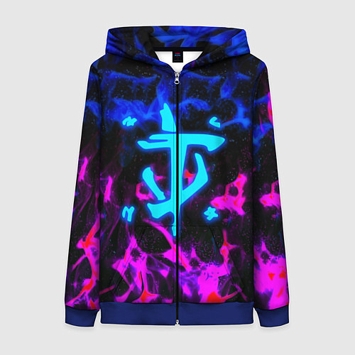 Женская толстовка на молнии Doom неоновый дым / 3D-Синий – фото 1