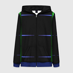 Толстовка на молнии женская Color black green purple stripes, цвет: 3D-синий