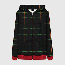 Толстовка на молнии женская Color black orange green crosses, цвет: 3D-красный