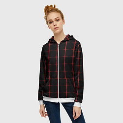 Толстовка на молнии женская Color black red crosses, цвет: 3D-белый — фото 2