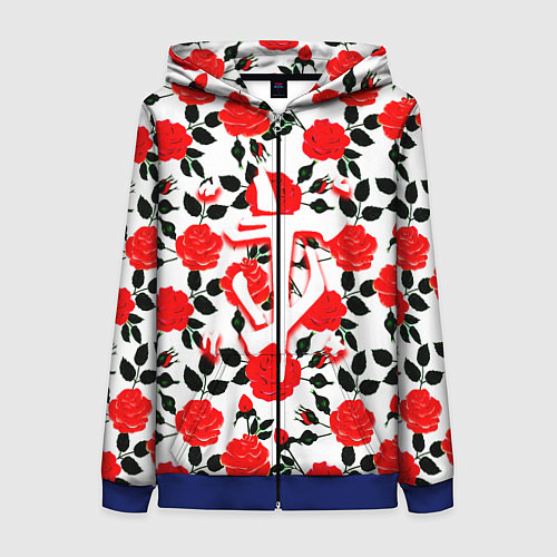 Женская толстовка на молнии Doom розы / 3D-Синий – фото 1