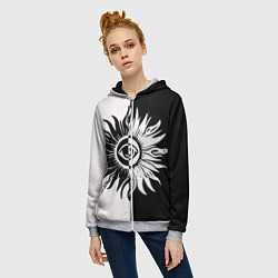 Толстовка на молнии женская Солнце черно-белое, цвет: 3D-меланж — фото 2