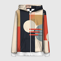 Толстовка на молнии женская Баухаус - текстура, цвет: 3D-белый