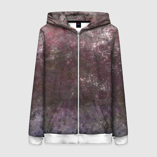 Женская толстовка на молнии Абстракция - brown-violet scales / 3D-Белый – фото 1