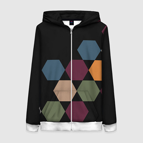 Женская толстовка на молнии Honeycombs autumn colors / 3D-Белый – фото 1