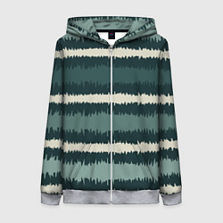 Женская толстовка на молнии Полосы зигзагообразные зеленые