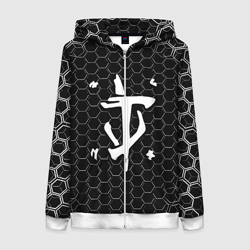 Женская толстовка на молнии Doom соты текстура / 3D-Белый – фото 1