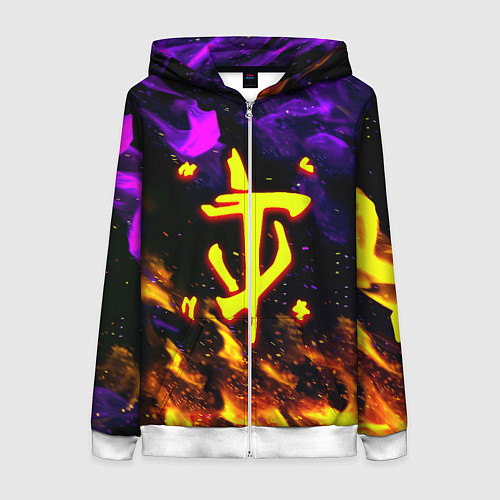 Женская толстовка на молнии Doom огненный стиль / 3D-Белый – фото 1