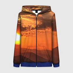Толстовка на молнии женская Закат на перевале актопрак, цвет: 3D-синий