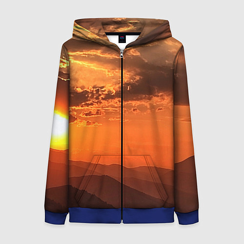 Женская толстовка на молнии Закат на перевале актопрак / 3D-Синий – фото 1