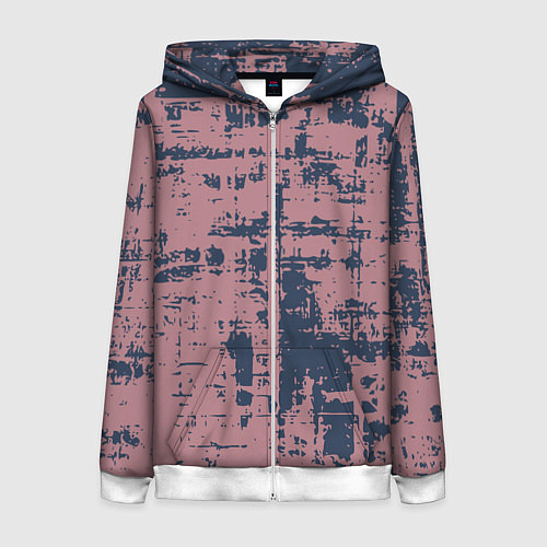 Женская толстовка на молнии Текстура с потертостями сине-розовая / 3D-Белый – фото 1