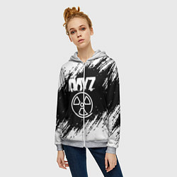 Толстовка на молнии женская Dayz белые краски лого, цвет: 3D-меланж — фото 2