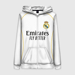 Толстовка на молнии женская Реал Мадрид домашняя форма 2025 2026, цвет: 3D-белый