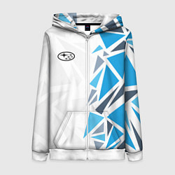 Толстовка на молнии женская Субару - фрагменты, цвет: 3D-белый