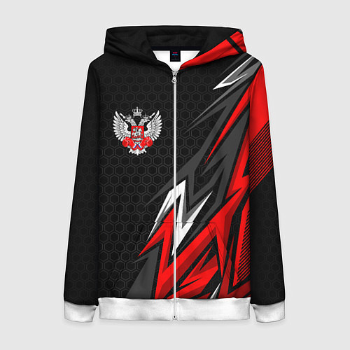Женская толстовка на молнии Федерация бокса - Россия / 3D-Белый – фото 1