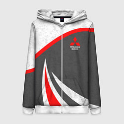 Толстовка на молнии женская Mitsubishi - красный и серый, цвет: 3D-белый