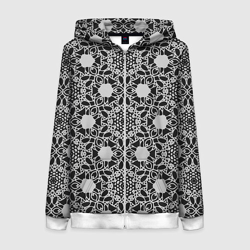 Женская толстовка на молнии Кружевной паттерн / 3D-Белый – фото 1