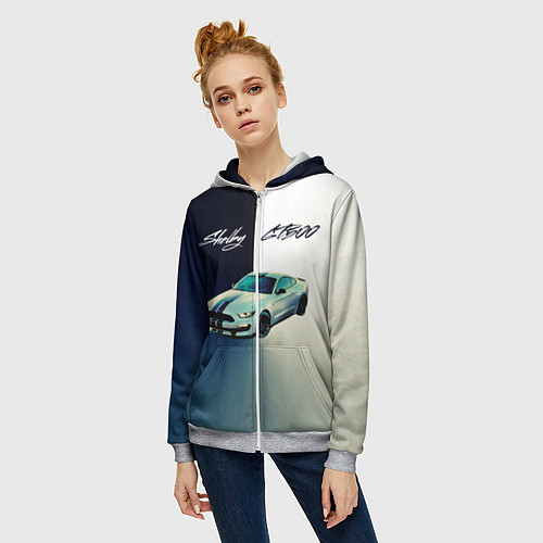 Женская толстовка на молнии Ford gt500 - градиент / 3D-Меланж – фото 3