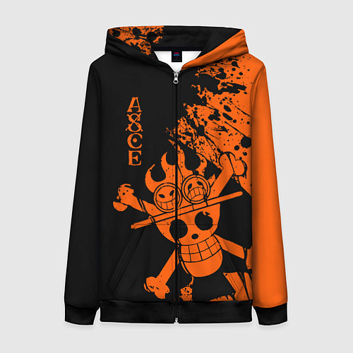 Женская толстовка на молнии One Piece - Ace / 3D-Черный – фото 1